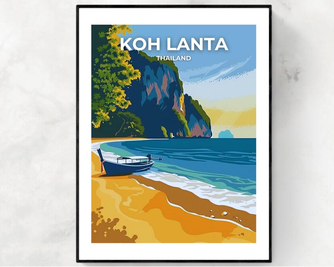 Kantiang Bay Travel Print Wall Art Koh Lanta Thailand City Print Kantiang Bay Travel Gift Kantiang Bay Poster