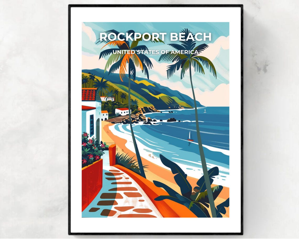 Rockport Beach Travel Print Wall Art Rockport Beach Texas City Print Rockport Beach Travel Gift Rockport Beach City Poster Travel Gift