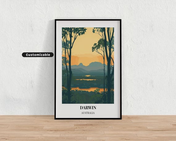 Darwin Australia Travel Poster Custom Wall Art