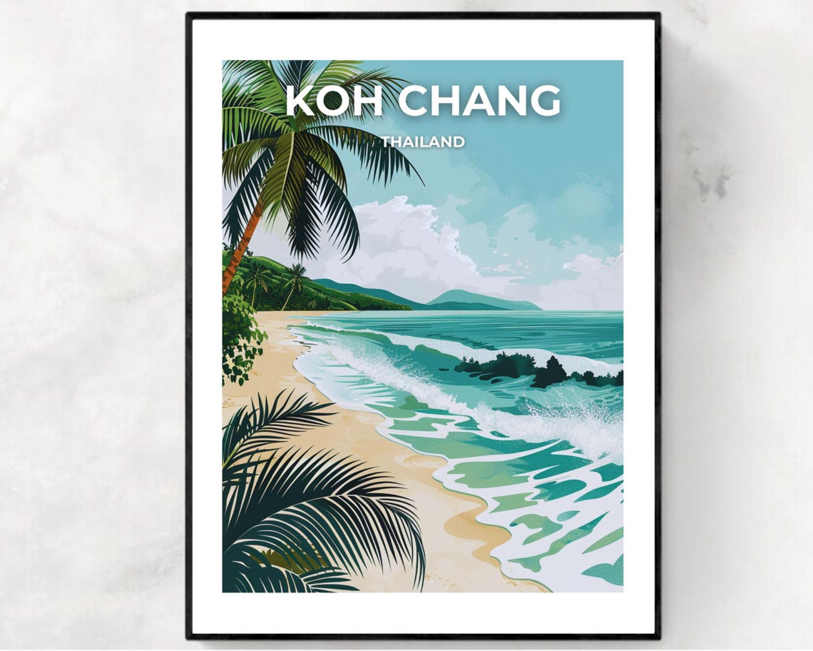 Koh Chang Thailand Sandy Palm Beach Tropical Waves Travel Poster