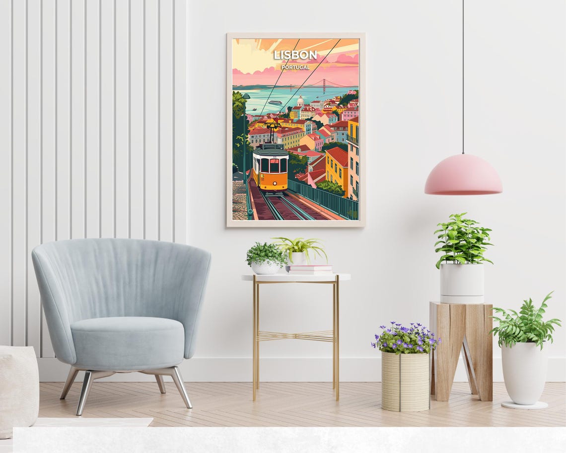 Lisbon Travel Print Wall Art Lisbon Portugal City Print Lisbon Travel Gift Lisbon City Poster Travel Gift Wall Art - Image 2