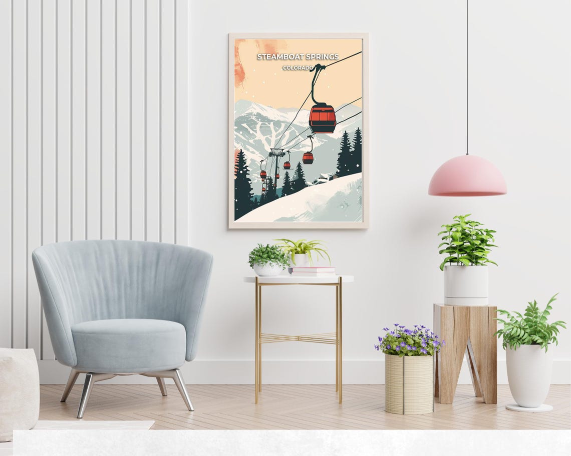 Steamboat Springs Travel Print Steamboat Springs Ski Poster Colorado Ski Poster Steamboat Springs Ski Resort Print - Image 2