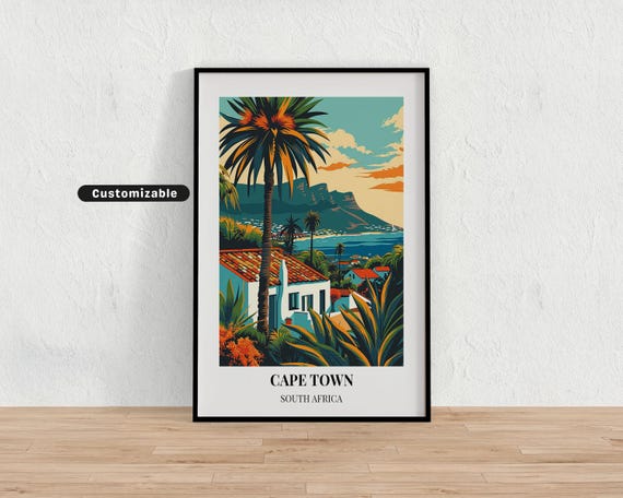 Cape Town South Africa Travel Poster Custom Wall Art