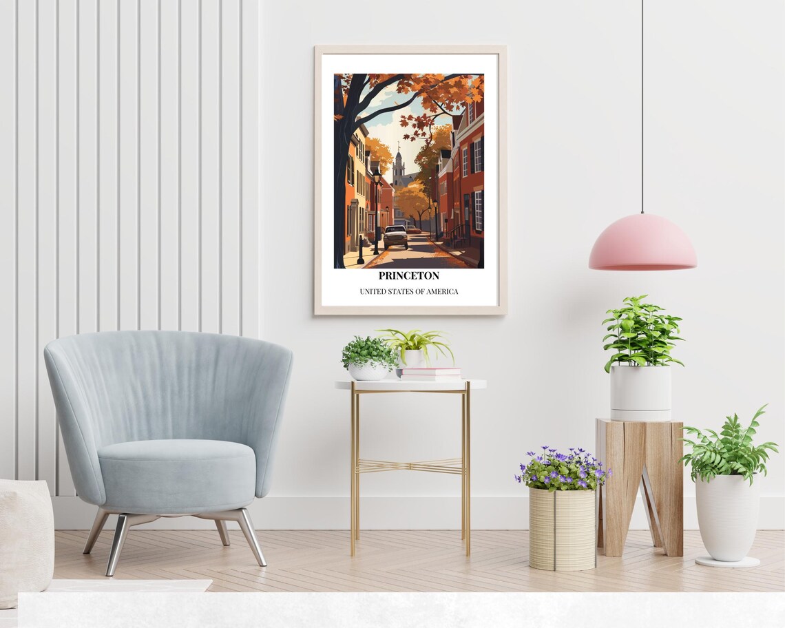 Princeton Autumn Street Historic Brick Buildings Poster Bottom Text - Image 2