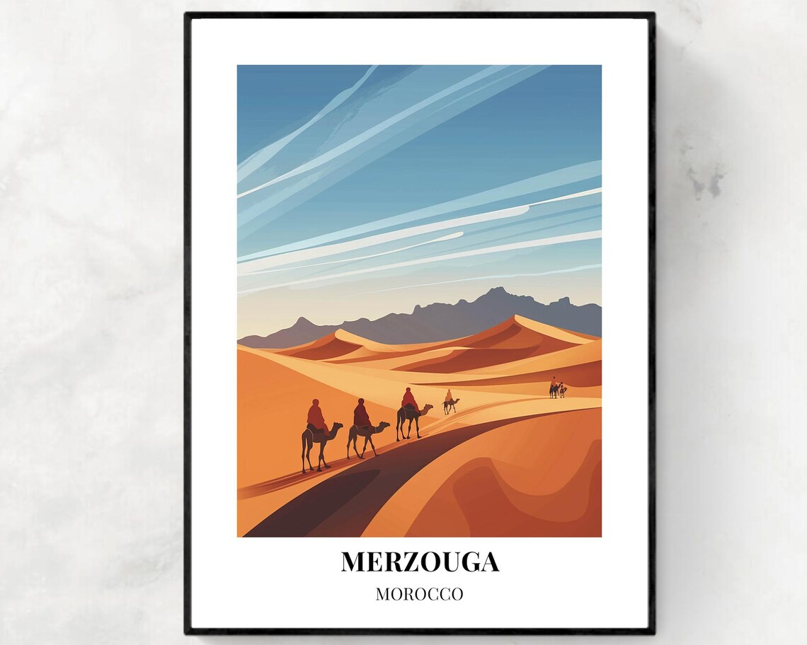 Merzouga Morocco Travel Wall Art Poster Print