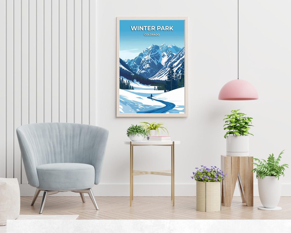 Winter Park Colorado Long Winding Blue Trail Lone Skier Poster - Image 2