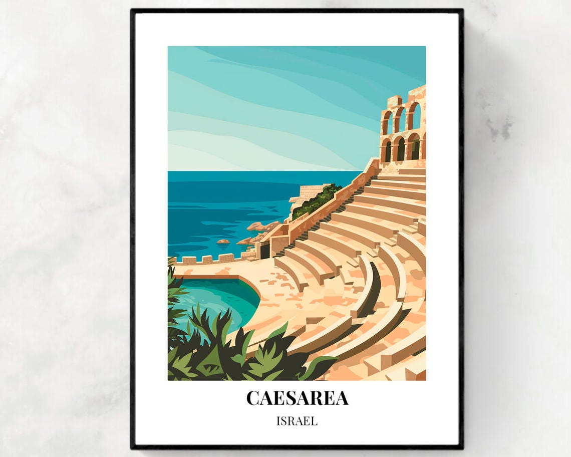 Roman Theater Travel Print Wall Art Caesarea Israel City Print Roman Theater Travel Gift Roman Theater Poster