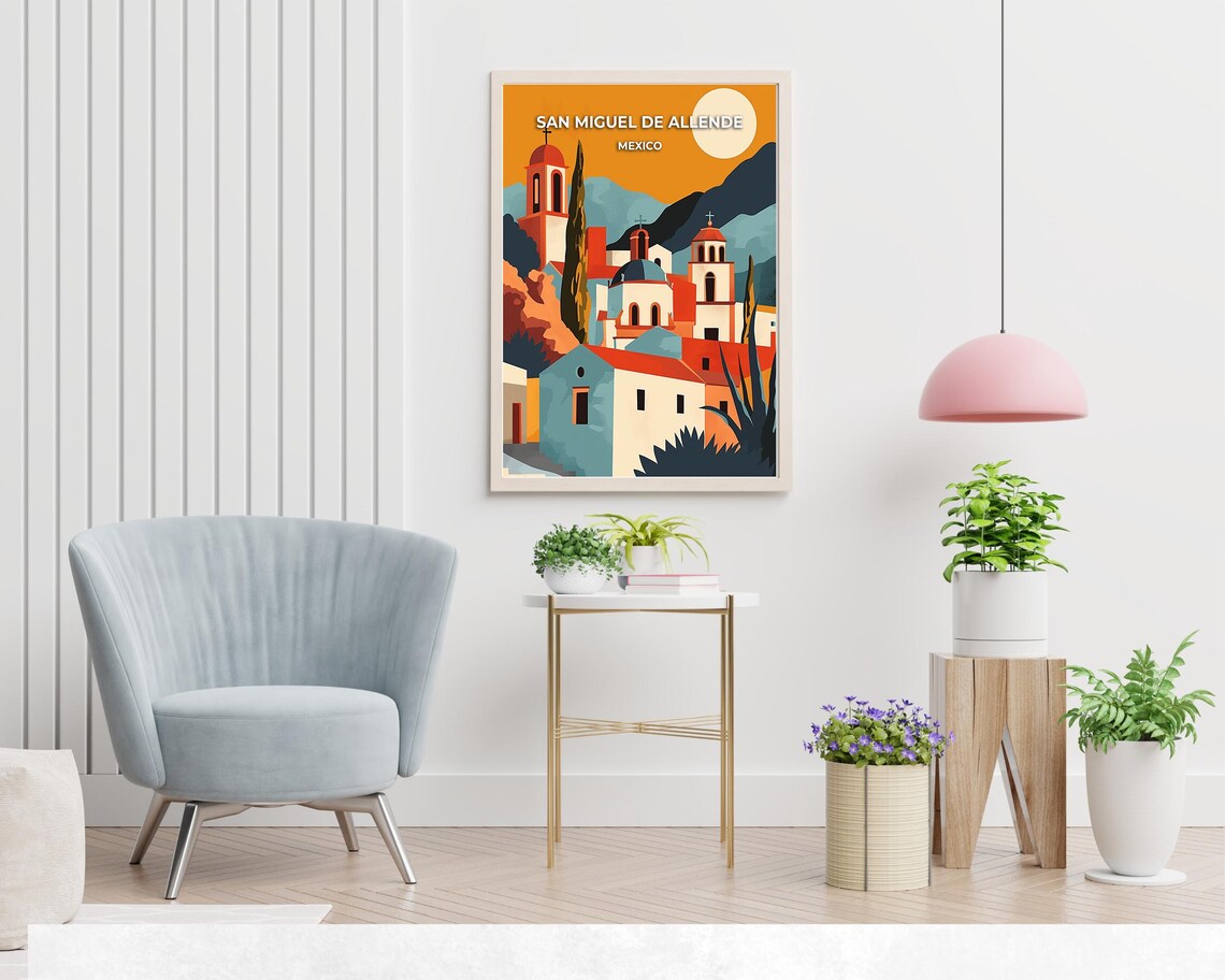 San Miguel de Allende Mexico Sunset Churches Colorful Domes Poster - Image 2