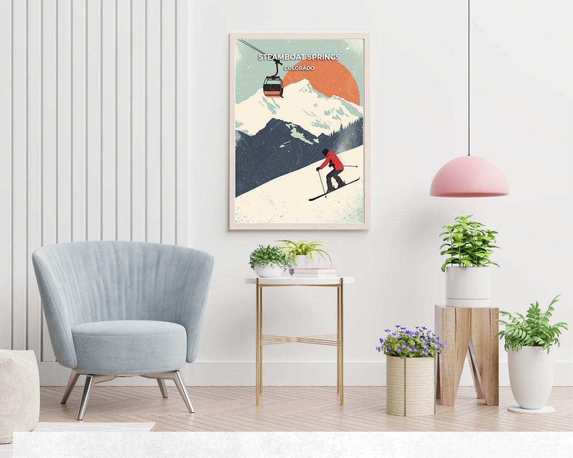 Steamboat Springs Travel Print Steamboat Springs Ski Poster Colorado Ski Poster Steamboat Springs Ski Resort Print - Image 2