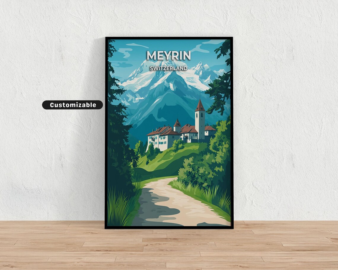 Meyrin Switzerland Green Valley Village Church Custom Travel Poster