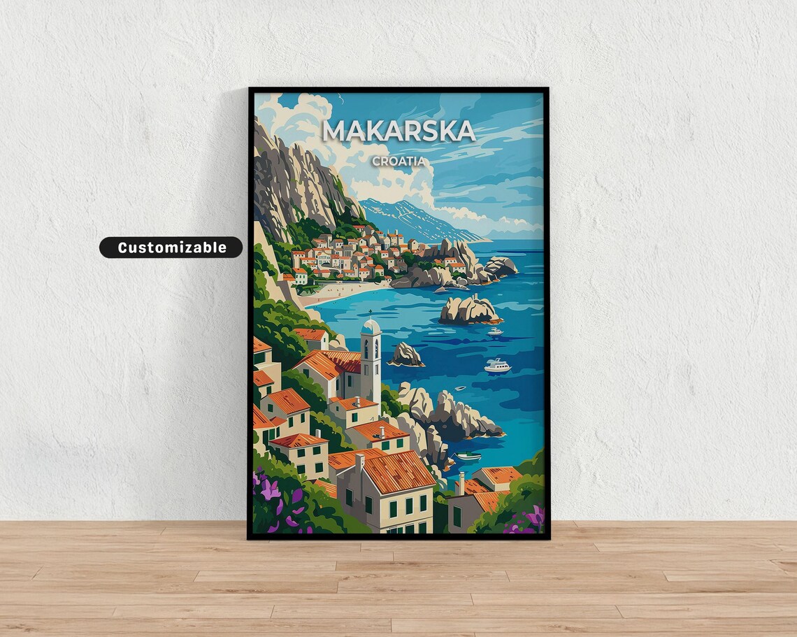 Makarska Croatia Adriatic Coastal Town Seaside Travel Poster