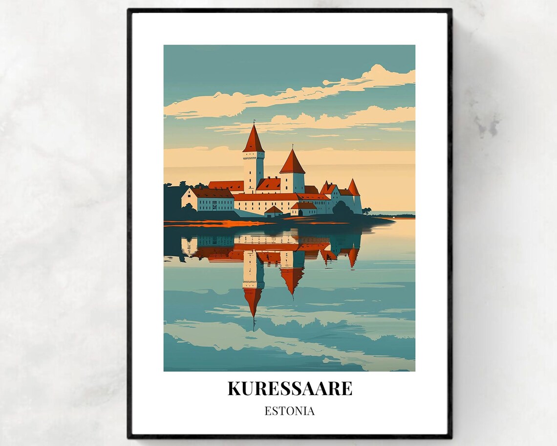 Kuressaare Estonia Castle Mirrored Lake Reflection Poster Art