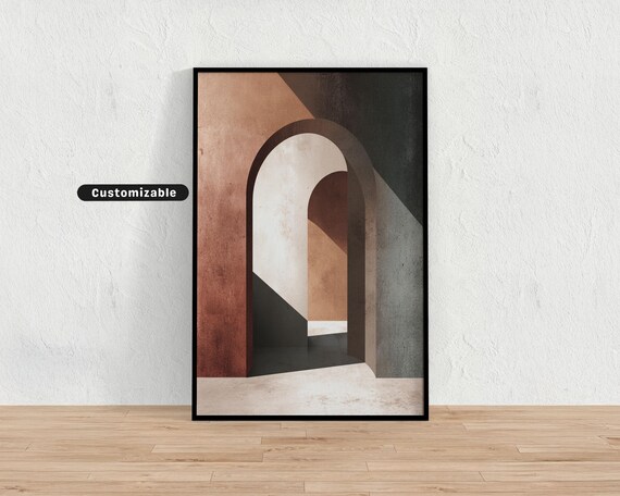 Muted Abstract Arch Shape With Shadows And Textures Neutral Wall Art Print Minimalist Modern Decor