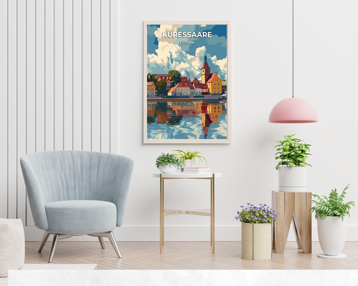 Kuressaare Estonia Waterfront Old Town Reflection Travel Poster - Image 2