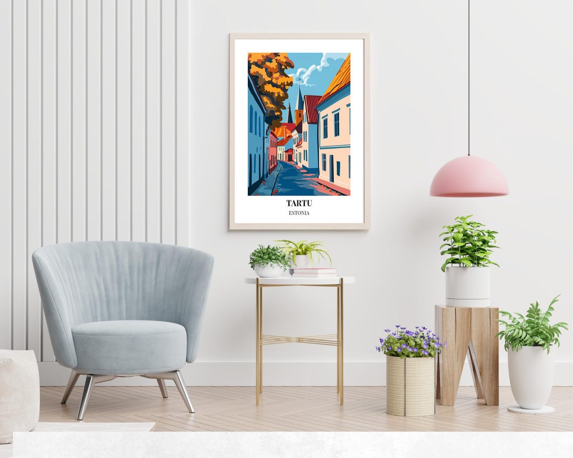 Charming Tartu Old Town Street with Autumn Colors Estonia Poster - Image 2