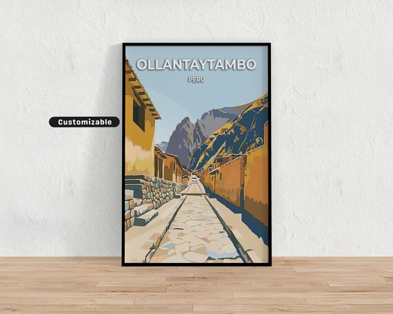 Ollantaytambo Peru Cobblestone Street Inca Village Travel Poster
