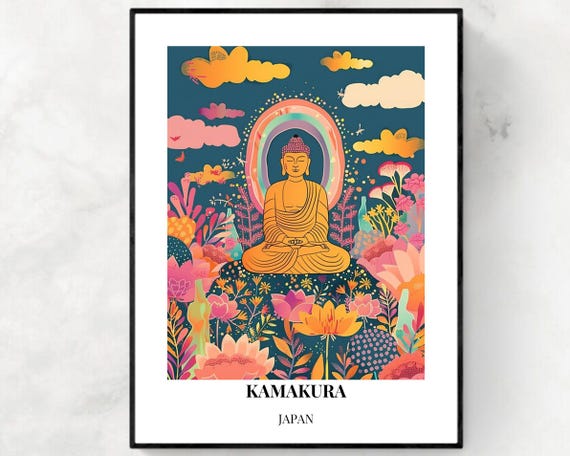 Great Buddha Of Kamakura Travel Print Wall Art Kamakura Japan City Print Great Buddha Of Kamakura Travel Gift