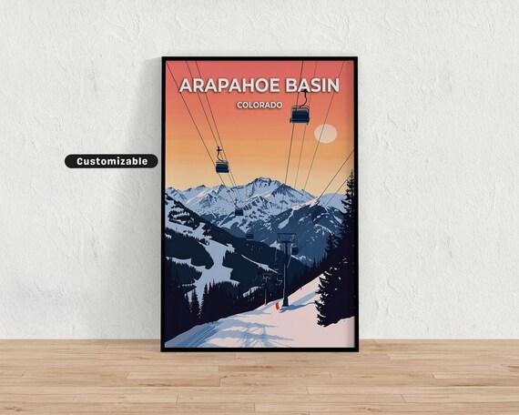 Arapahoe Basin Colorado Ski Lifts Sunset Mountain Travel Poster
