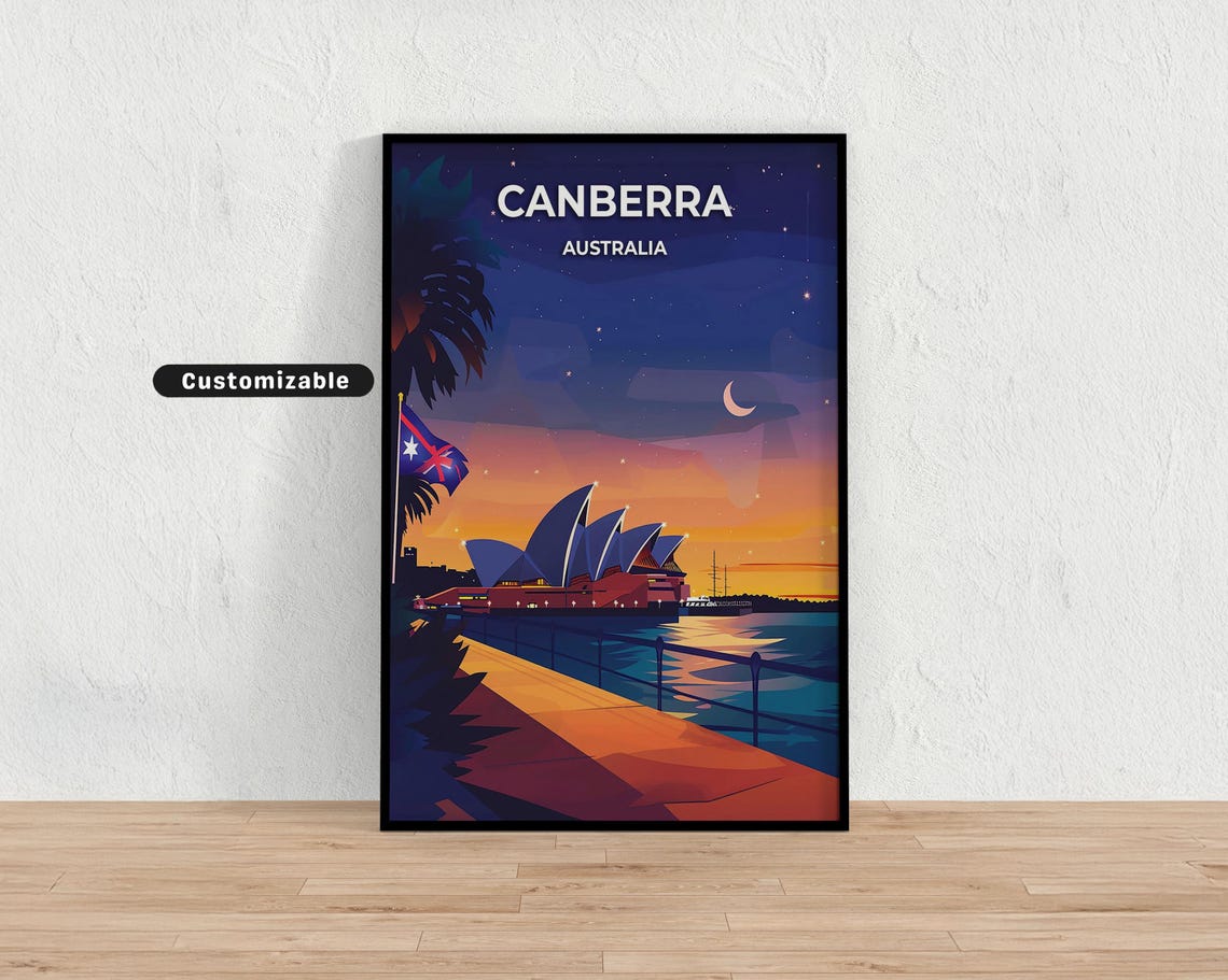 Canberra Australia Travel Poster Custom Wall Art