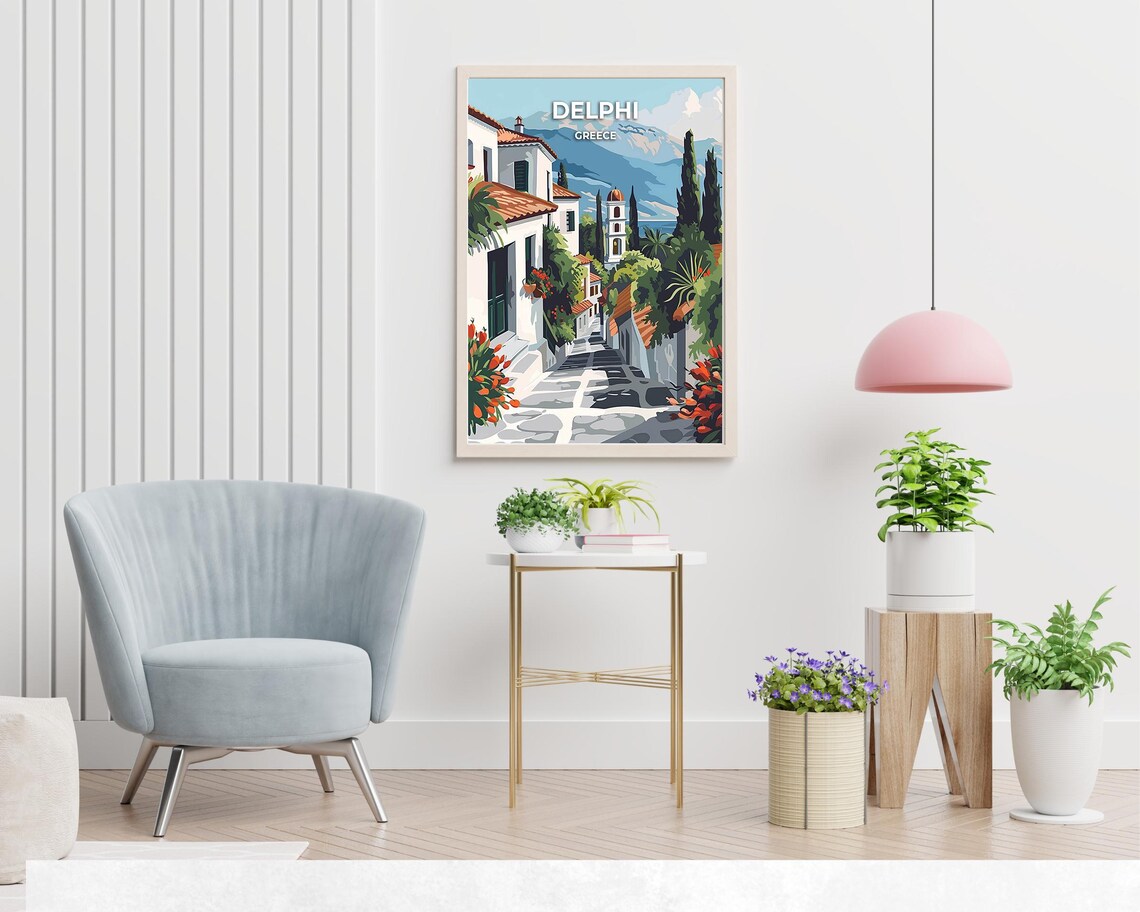 Delphi Greece Mount Parnassus Village Alley Flowers Travel Poster - Image 2