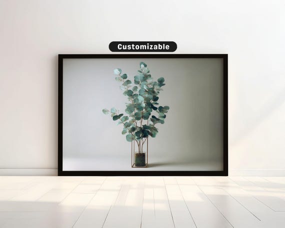 Elegant Eucalyptus Vertical Display Muted Green Botanical Wall Art Neutral Minimal Print