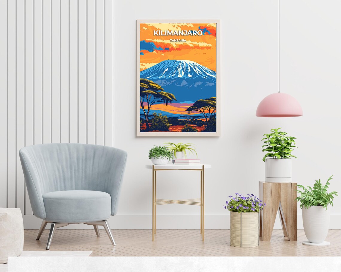 Kilimanjaro Tanzania Snowcapped Mountain Sunset Travel Poster - Image 2