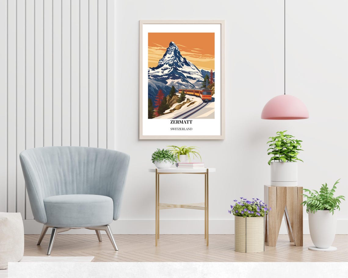 Zermatt Switzerland Matterhorn Mountain Railway Sunset Poster - Image 2