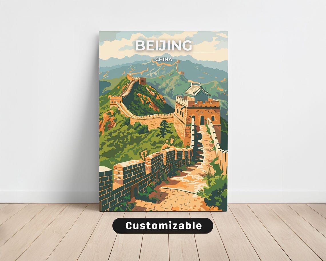 Iconic Beijing China Great Wall Mountain Panorama Travel Poster
