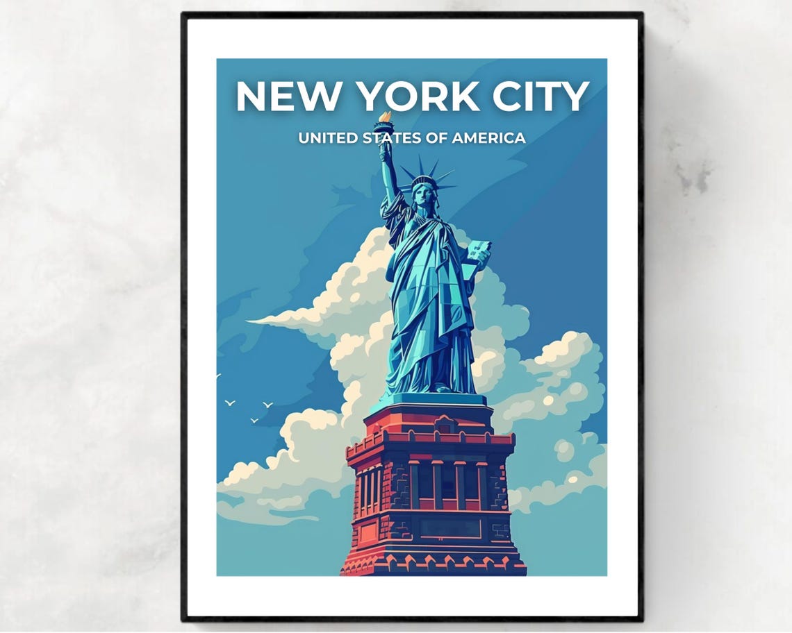 New York City Travel Print New York City United States Travel Gift City Poster Wedding Gift