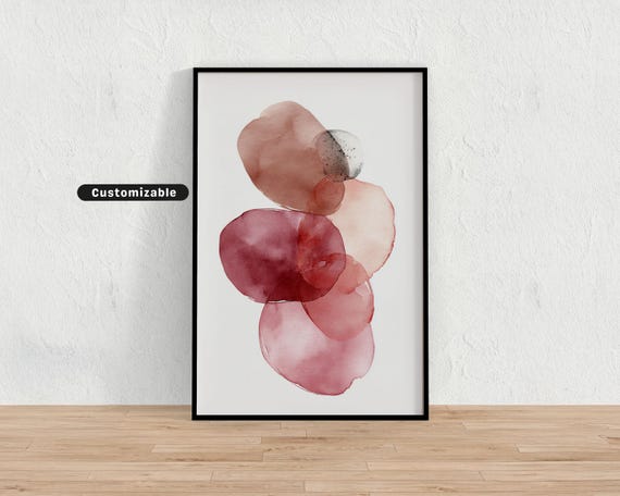 Soft Watercolor Blush Abstract Shapes On White Background Neutral Wall Art Print Minimalist Modern Decor