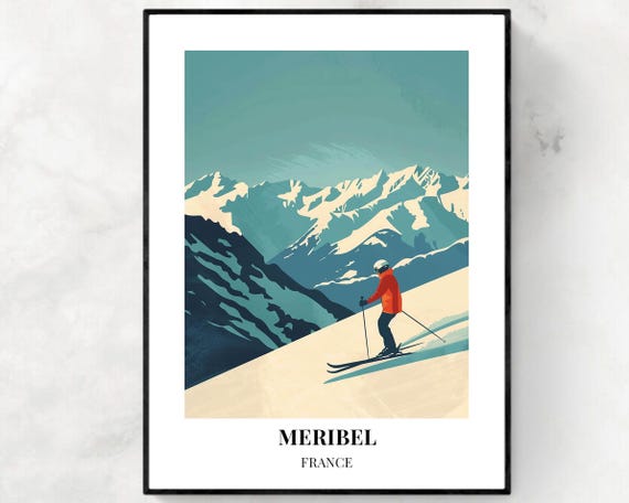 Meribel Travel Print Meribel Ski Poster France Ski Poster Meribel Ski Resort Print