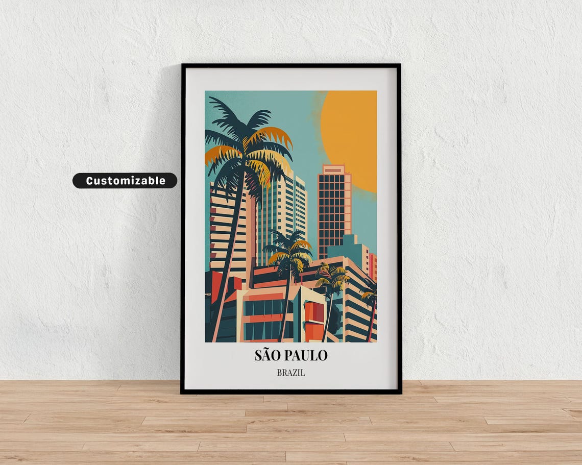 So Paulo Brazil Travel Poster Custom Wall Art