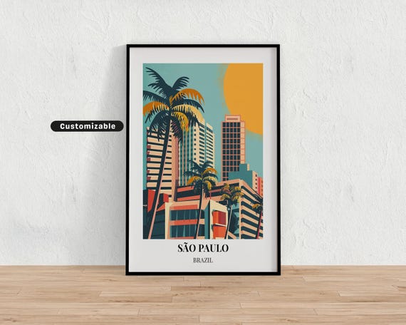 So Paulo Brazil Travel Poster Custom Wall Art