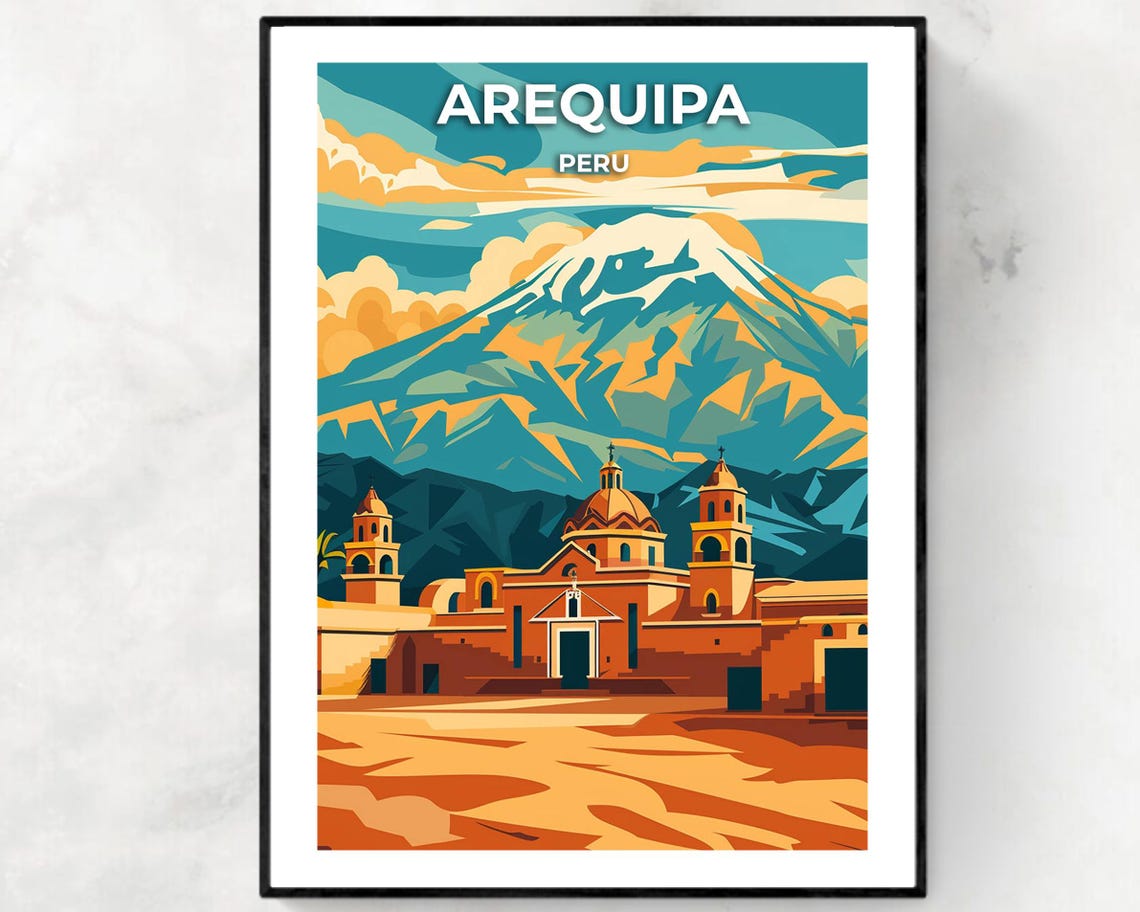 Santa Catalina Monastery In Arequipa With Snowcapped Volcano Poster