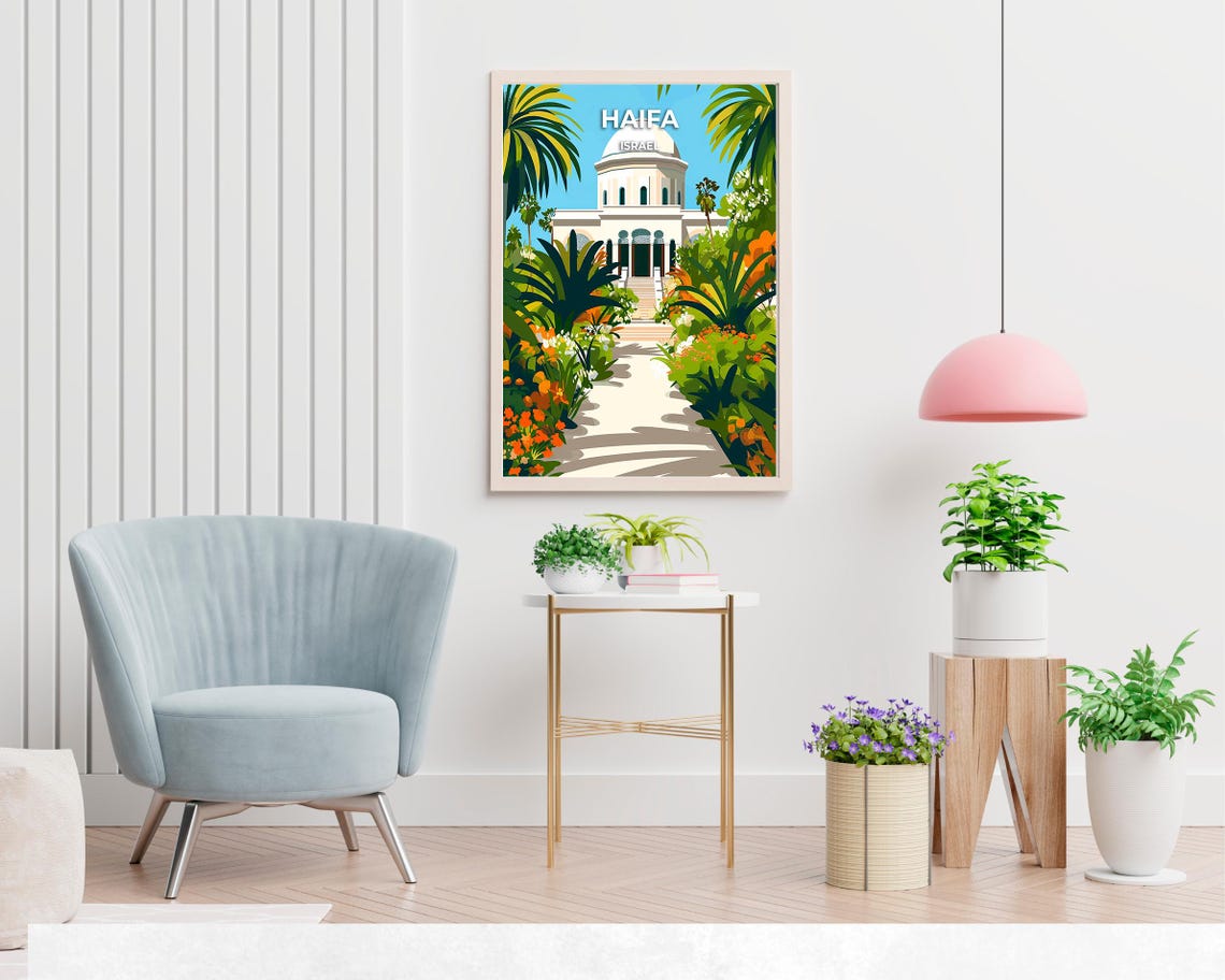 Bahai Gardens Travel Print Wall Art Haifa Israel City Print Bahai Gardens Travel Gift Bahai Gardens Poster Wall Art - Image 2