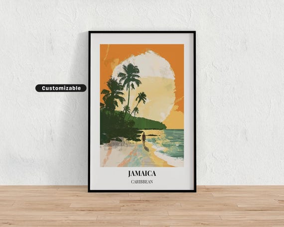 Jamaica Caribbean Travel Poster Custom Wall Art
