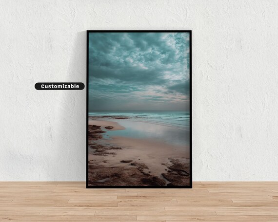 Low Tide Pastel Beach Cloudy Sky Tranquil Coastal Seaside Morning Print