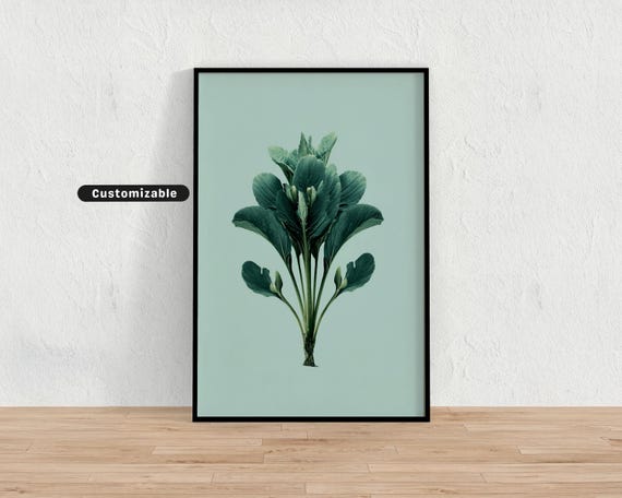 Botanical Poster Style With Centered Plant Form Minimal Wall Art Neutral Nature Print