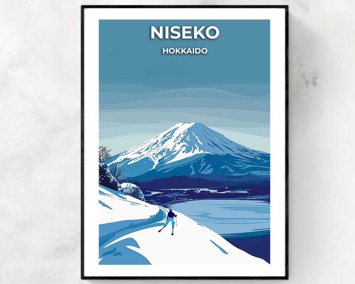 Niseko Hokkaido Japan Powder Skiing Volcano View Travel Poster