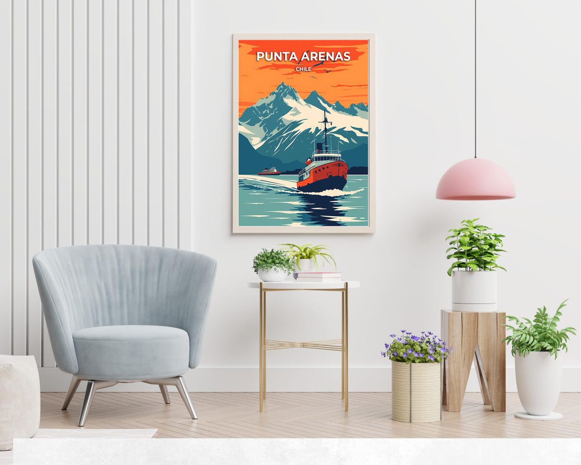 Strait Of Magellan Travel Print Wall Art Punta Arenas Chile City Print Strait Of Magellan Travel Gift Strait Of Magellan Poster - Image 2