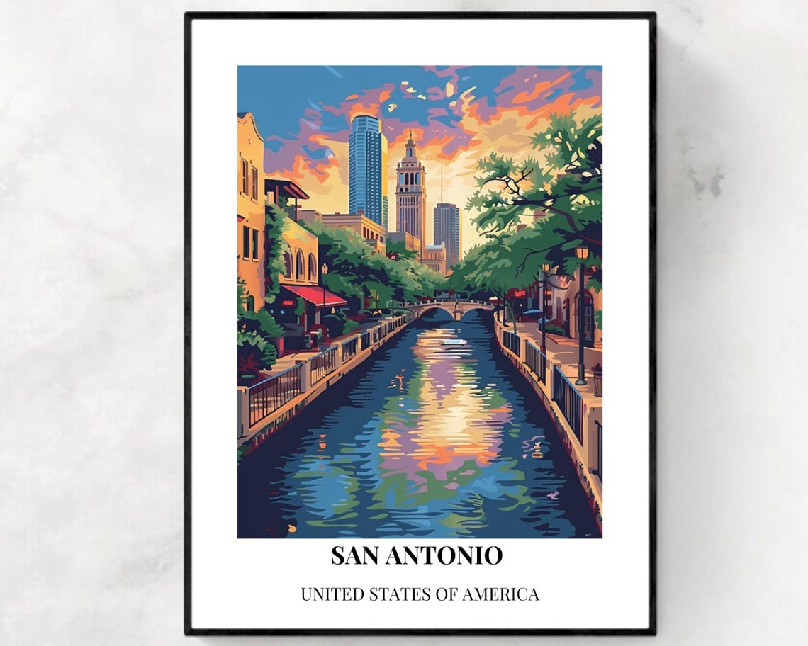 San Antonio Travel Print Wall Art San Antonio United States City Print San Antonio Travel Gift San Antonio City Poster Travel Gift
