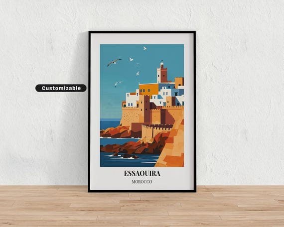 Essaouira Morocco Travel Poster Custom Wall Art