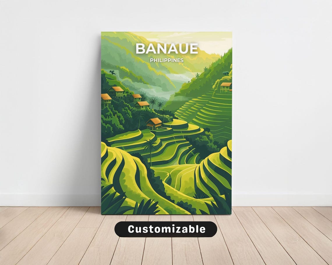 Banaue Philippines Rice Terraces Mountains Custom Travel Poster