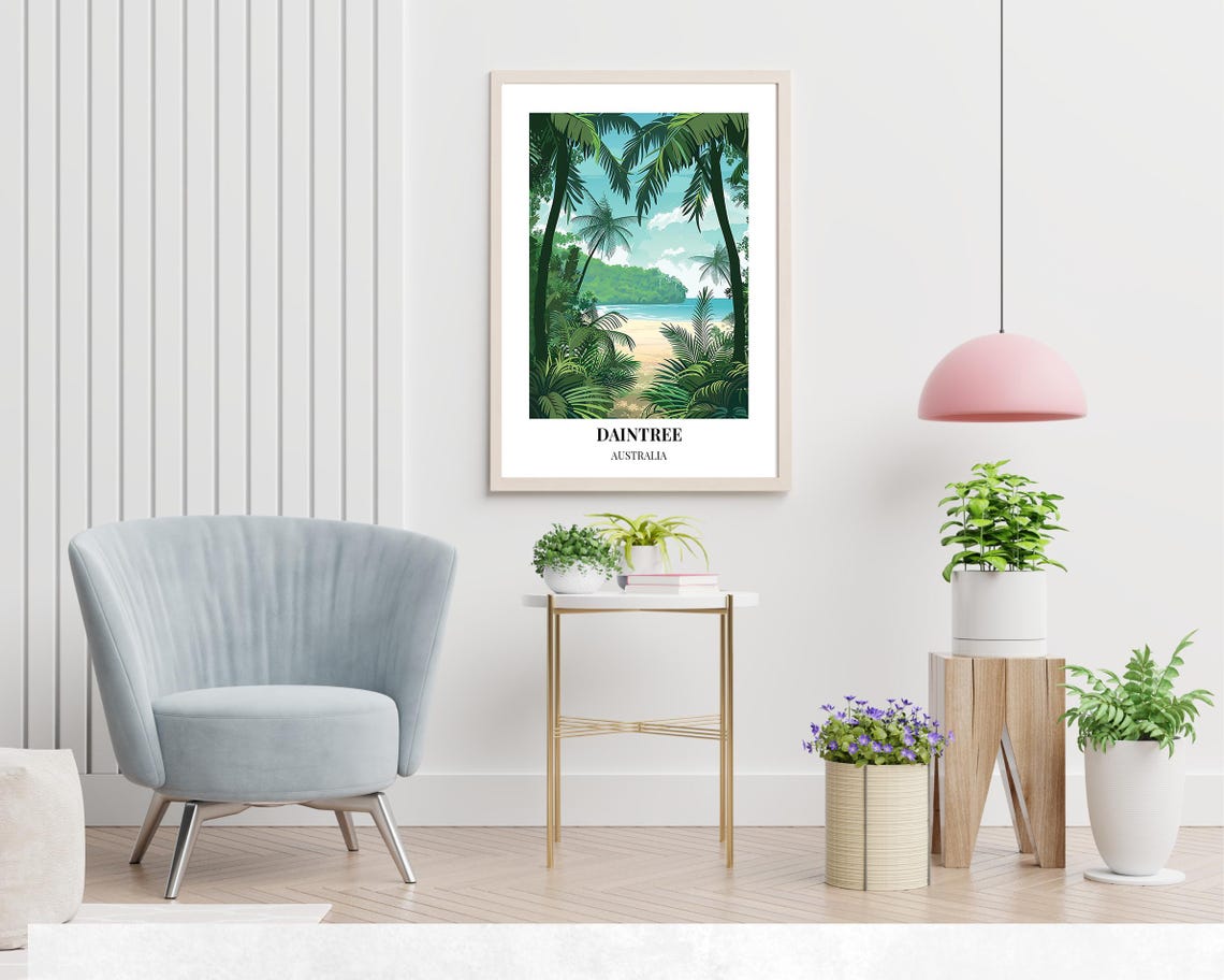 Daintree Australia Tropical Beach Palms Coral Sea Coastal Poster - Image 2