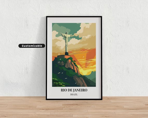 Rio De Janeiro Brazil Travel Poster Custom Wall Art