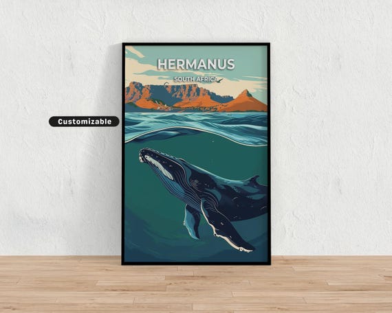 Hermanus South Africa Travel Poster Custom Wall Art