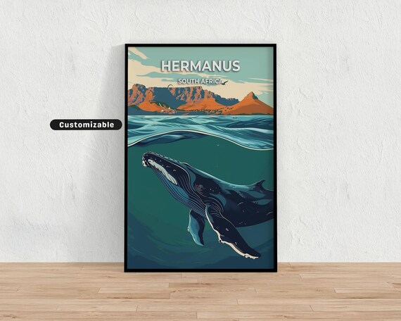 Hermanus South Africa Underwater Humpback Whale Travel Poster