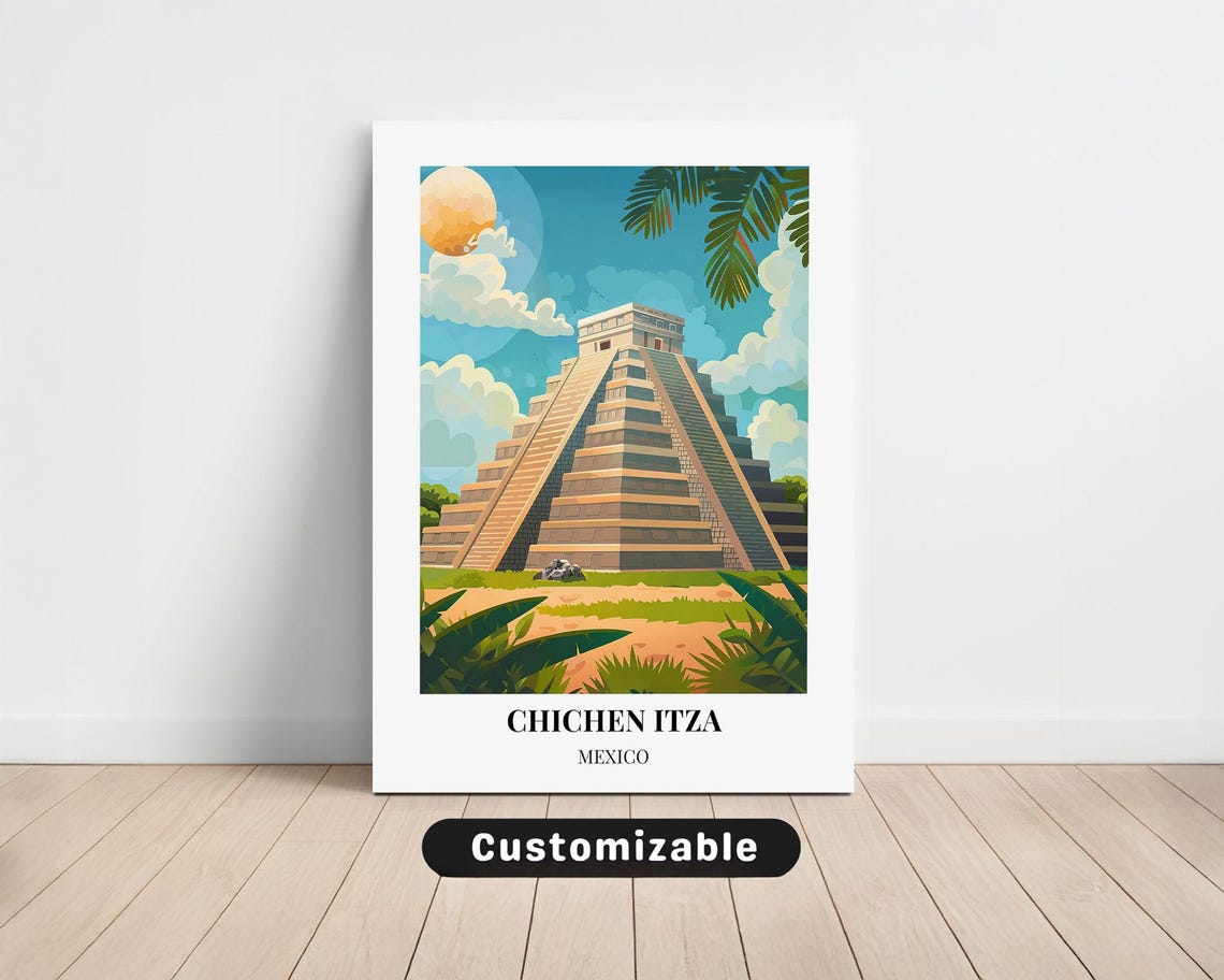 Chichen Itza Mexico Travel Canvas Poster Custom Wall Art