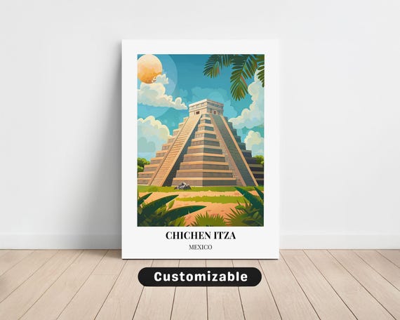 Chichen Itza Mexico Travel Canvas Poster Custom Wall Art