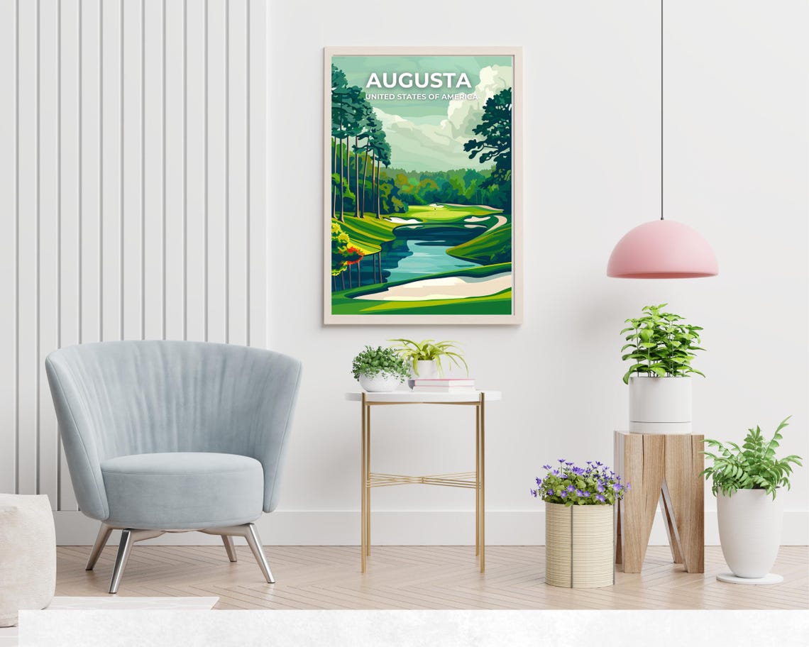 Augusta Golf Course Water Hazard Pines Poster Top Title Text - Image 2